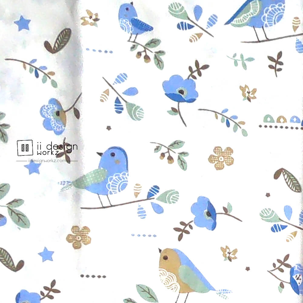 Cotton Fabric Singapore: Standard - Blue Bird Cotton Fabric「 ii Design Workz 」
