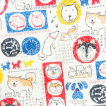 Cotton Fabric Singapore: Happy Dog’s Life on Beige Background Taiwan Imported Cotton Fabric「 ii Design Workz 」