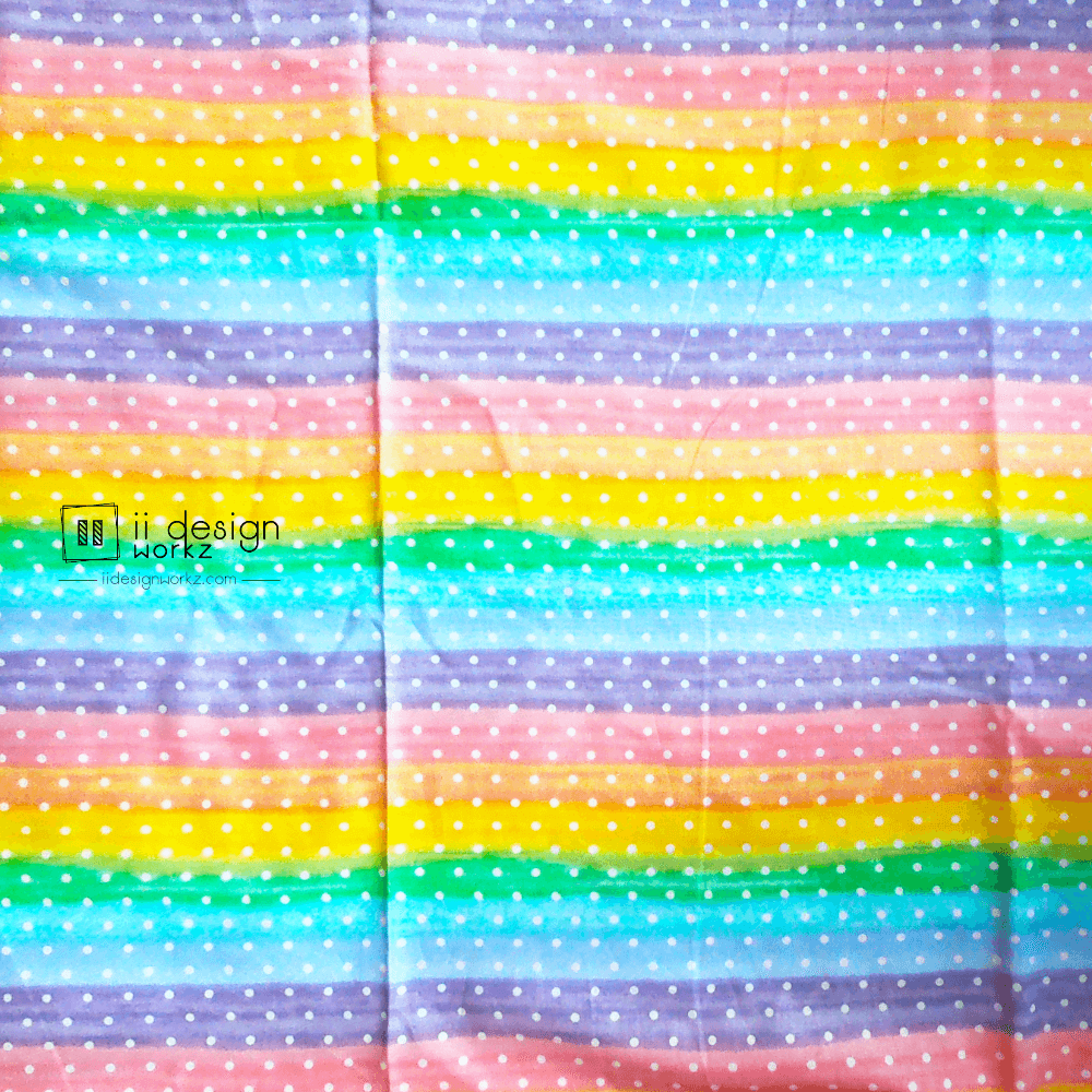 Cotton Fabric Singapore: Pastel Color Rainbow Stripe with White Dots Cotton Fabric「 ii Design Workz 」