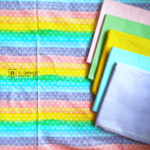 Cotton Fabric Singapore: Pastel Color Rainbow Stripe with White Dots Cotton Fabric「 ii Design Workz 」