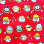 Cotton Fabric Singapore: Have A Cup of Little Bear on Red Background Cotton Fabric 「 ii Design Workz 」