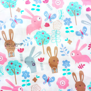 Cotton Fabric Singapore: Rabbit & Butterfly Cotton Fabric 「 ii Design Workz 」
