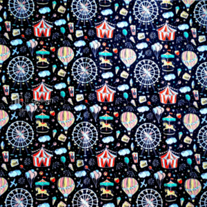 Cotton Fabric Singapore: A Day to The Circus Midnight Blue Cotton Fabric「 ii Design Workz 」