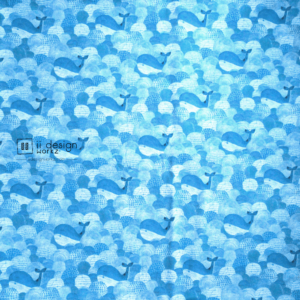 Cotton Fabric Singapore: Blue Whale in Waves Cotton Fabric「 ii Design Workz 」